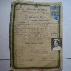 Certificat de absolvire a cursului secundar teoretic inferior, 1940