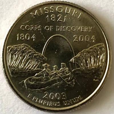 AMERICA QUARTER 1/4 DOLLAR 2003 LITERA P.(Lewis si Clark la St. Louis-MISSOURI) foto