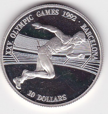 Cook Islands 10 Dollars Elizabeth II Olympics Barcelona 1992 foto