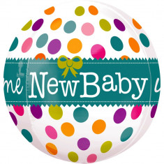 Balon folie orbz sfera &amp;quot;Welcome New Baby&amp;quot; - 38x40cm, Amscan 2837101 foto