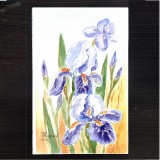 E131. Tablou, Flori varatece, realizat acuarela pe hartie, neinramat, 21x29 cm, Art Deco, RavariuArt