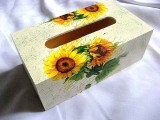 Cutie servetele cu floare soarelui, cutie servetele din lemn 29359