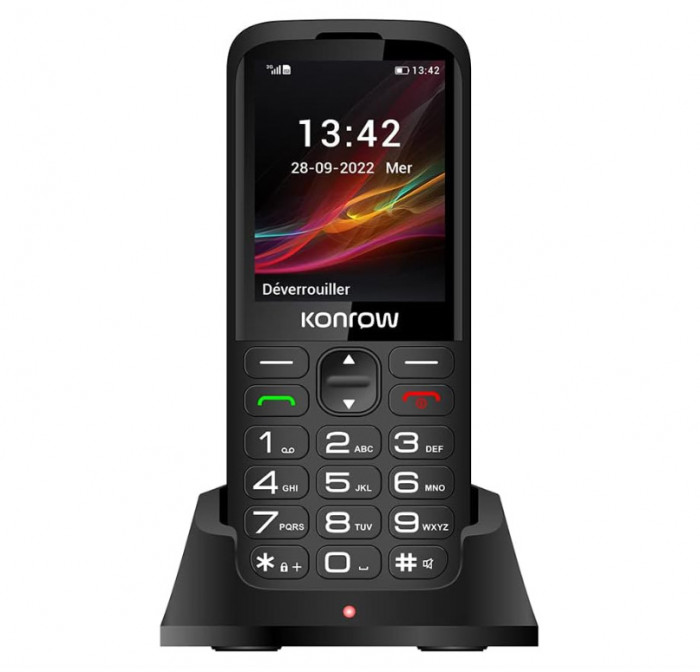 Telefon mobil pentru seniori Konrow Senior 280, 2.8 inchi, Dual SIM, Buton SOS, Camera si Bluetooth, 32 MB RAM, Negru - SECOND