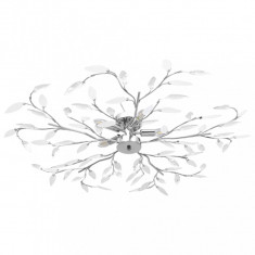 Lustra cu brate tip frunze cristal acrilic alb 5 becuri E14 GartenMobel Dekor