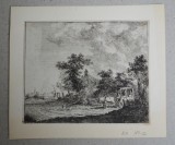 Johannes Huibert Prins &quot;Trasura in fata unei case&quot; gravura veche cca 1778