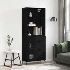 vidaXL Dulap &icirc;nalt, negru, 69,5x34x180 cm, lemn compozit