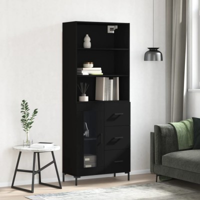 vidaXL Dulap &amp;icirc;nalt, negru, 69,5x34x180 cm, lemn compozit 3189510 foto