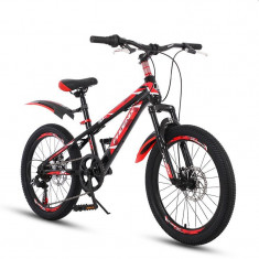 Bicicleta mtb 22 inch, cadru otel, jante aluminiu, schimbator shimano, 7 viteze, frane pe disc, rosie foto