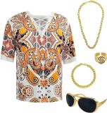Cumpara ieftin Camasa XonyiCos Hippie pentru barbati, marime S, anii 70 si 80 Disco Party - OUTLET