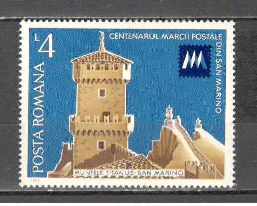 Romania.1977 100 ani marca postala din San Marino DR.397