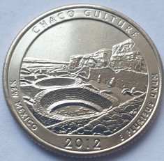 Moneda 25 cents / quarter 2012 USA, unc, New Mexico, Chaco Culture, litera D foto