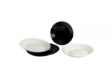 Set masa din sticla opal Luminarc Harena Black &amp; White, 18 piese