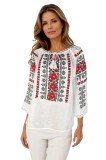 Bluza dama tip ie 257 alb/galben , marimea 2XL, Casual, Bumbac