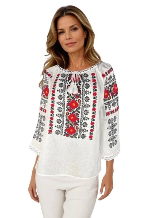 Bluza dama tip ie 257 alb/galben , marimea 2XL