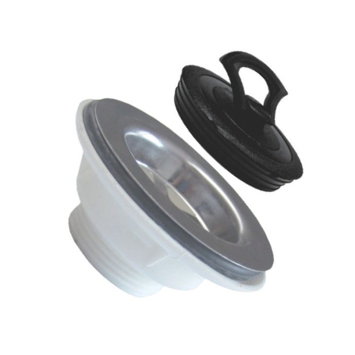Cap pentru sifon scurgere chiuvete, din inox, cu dop, 1&quot;1/4