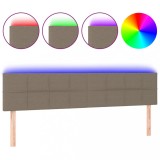 Cumpara ieftin Tablie de pat cu LED, gri taupe, 180x5x78/88 cm, textil