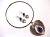Set pandantiv si cercei cu ametist 46618