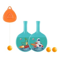 Set 2 Palete de Tenis de Masa, Cyrax, pentru Copii, Design Animat, Tematica Astronauti, Accesoriu de Agatat Inclus si 2 Mingi, Albastru foto