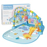 Centru de activitati 3 in 1, Saltea de joaca interactiva cu Pian pentru bebelusi, Fitness Frame, arcada cu jucarii zornaitoare si imprimeu educativ
