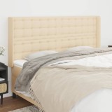 VidaXL Tăblie de pat cu aripioare, crem, 183x16x118/128 cm, textil
