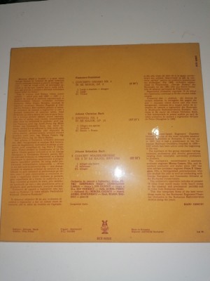 DISC / VINIL / - GEMINIANI CONCERTO GROSSO - BACH SINFONIA NR.4 / CONCERTUL NR.5 foto