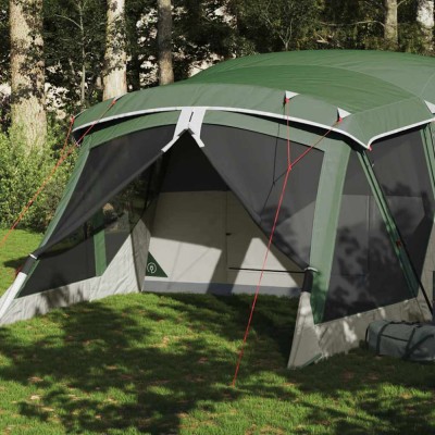vidaXL Cort de camping cu verandă 4 persoane, verde, impermeabil foto