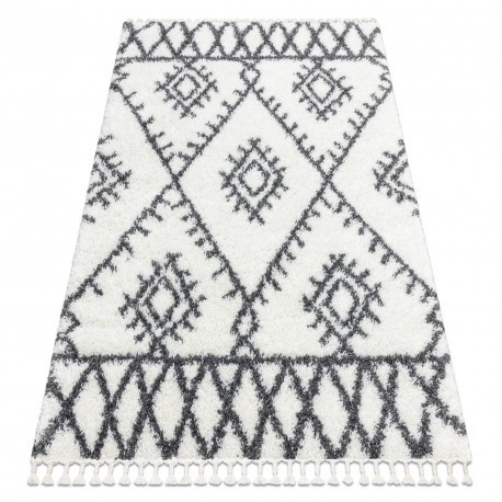 Covor UNION 3481 Zigzag cremă si gri Franjuri shaggy pletos, 180x270 cm