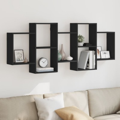 Gossi raft de perete, negru, 159x18x65 cm, lemn prelucrat foto