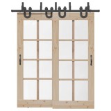 Cumpara ieftin Set feronerie pentru uși glisante, negru, 200 cm, oțel