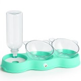 Bol ortopedic dublu pentru pisici cu reumplere automata a apei, Linomag&reg;, 500ml, 37x24x15 cm, Verde fistic