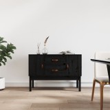 vidaXL Servantă, negru, 110x40x78 cm, lemn masiv de pin