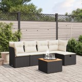VidaXL Set mobilier de grădină cu perne, 6 piese, negru, poliratan