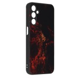 Husa telefon compatibila samsung galaxy a15, glass spate din sticla securizata, red nebula