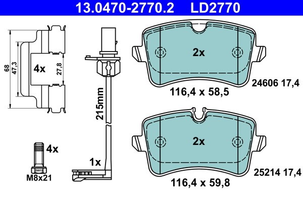 ATE 13.0470-2770.2 ATE Ceramic set placute frana,frana disc