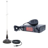 Kit Statie radio CB PNI ESCORT HP 9001 PRO ASQ reglabil, AM-FM, 12V, 4W + Antena CB PNI ML100, 26-30MHz,250W, 100cm, magnet 125m