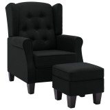 Cumpara ieftin Fotoliu cu taburet pentru picioare, negru, material textil