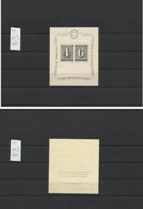 Elvetia MNH 1943 - Mi Bk 8 - Centenarul timbrului