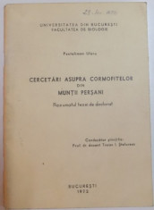 CERCETARI ASUPRA CORMOFITELOR DIN MUNTII PERSANI , REZUMATUL TEZEI DE DOCTORAT de PANTELIMON ULARU , 1972 foto