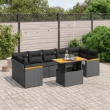 Cumpara ieftin Gossi set mobilier de gradina cu perne, 8 piese, negru, poliratan
