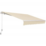 Outsunny 12&#039; x 8&#039; Patio Awning, Canopy Retractable Sun Shade Shelter w/ Manual Crank Handle for Deck, Yard, Cream White