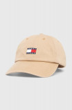Cumpara ieftin Tommy Jeans șapcă de baseball din bumbac culoarea bej, cu imprimeu AM0AM12020