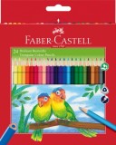 Creioane colorate triunghiulare 24 culori + ascutitoare eco Faber Castell, Lecom