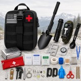 Kit complet de supraviețuire Linomag&reg;, 30 Tipuri de accesorii esențiale, Trusă camping și urgență, Lopată tactică pliabilă, Lanternă LED, Trusă de pri
