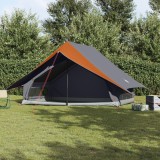 VidaXL Cort de familie &icirc;n formă de A pentru 7 persoane, impermeabil, gri și portocalie