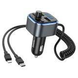 Cumpara ieftin Transmitator FM Auto Hoco Bluetooth 5.0, 2xUSB QC3.0, Incarcare Rapida, Protectie Supratensiune, Argintiu
