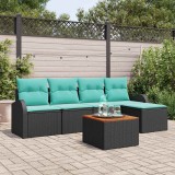 Cumpara ieftin Set de canapele pentru gradina 6 buc. Negru si Turcoaz