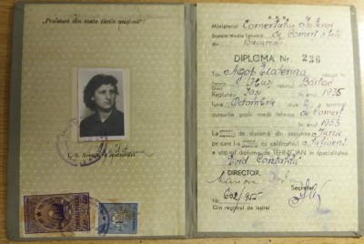 QW13 1 4 - 1953 - Diploma absolvire - Scoala medie tehnica de comert foto
