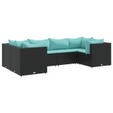 Cumpara ieftin Set mobilier de gradina cu perne, 6 piese, negru, poliratan