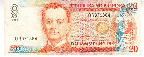 B11 5 - Bancnota foarte veche - Filipine / Pilipinas - 20 piso - 2003