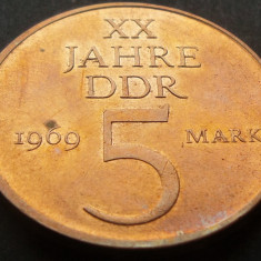 Moneda aniversara 5 MARCI / MARK - RD GERMANA (DDR), anul 1969 *cod 1589 B LUCIU